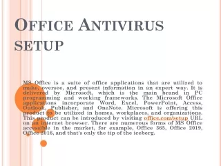 Office.com/setup  Antivirus Activation Support
