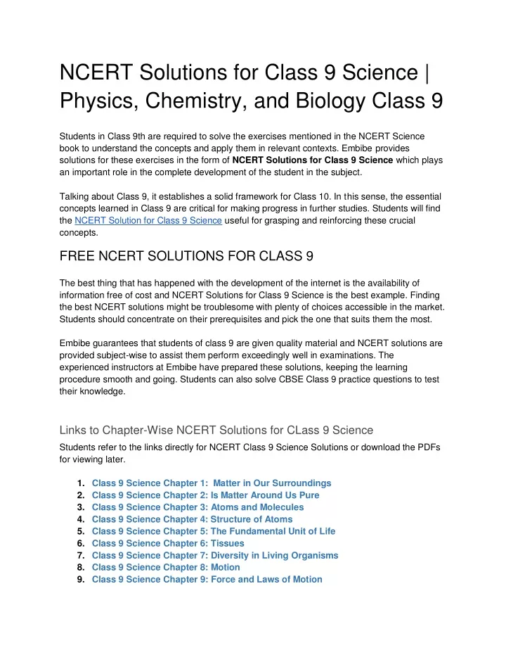 ncert solutions for class 9 science physics