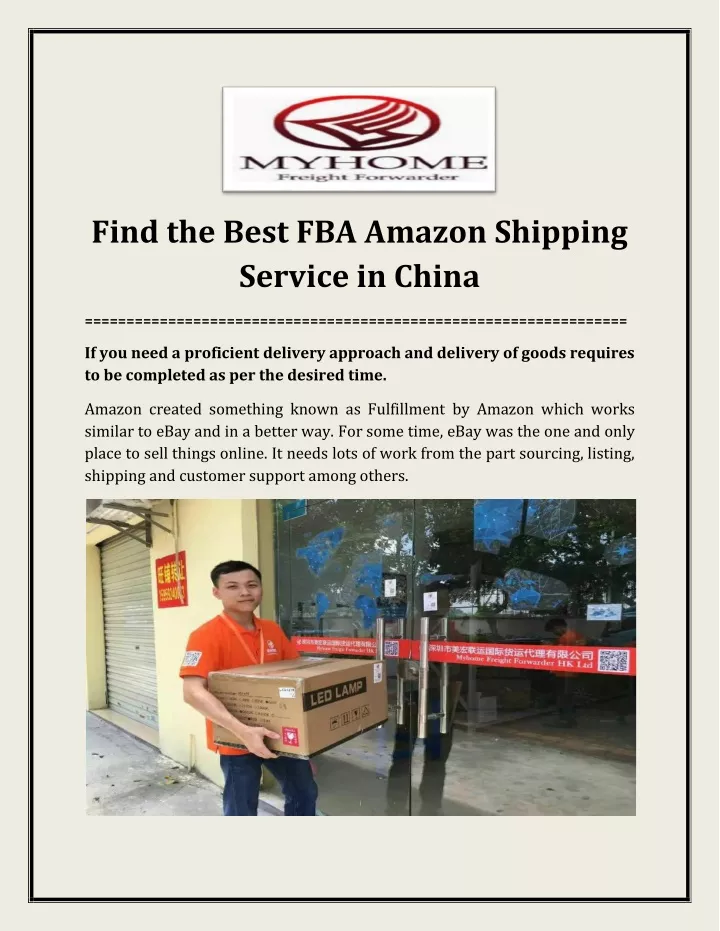 find the best fba amazon shipping service in china