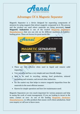 Advantages Of A Magnetic Separator