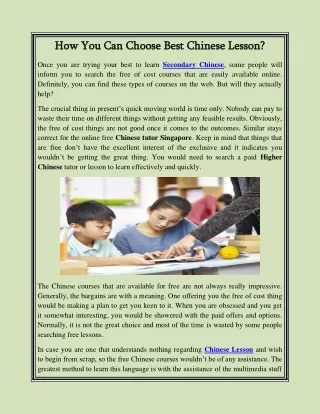 How You Can Choose Best Chinese Lesson?