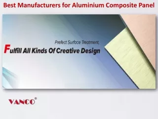 Vanco Panel: Aluminium Composite Panel Manufacturers