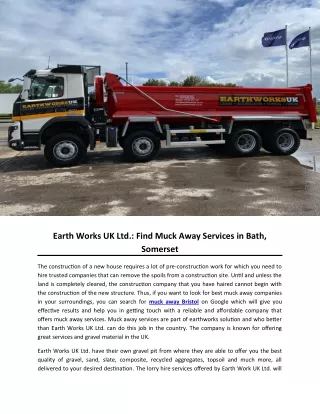 Earth Works UK Ltd.: Find Muck Away Services in Bath, Somerset