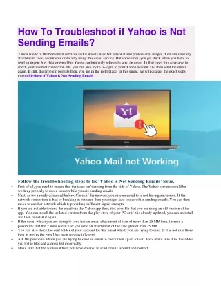 How To Troubleshoot if Yahoo is Not Sending Emails?