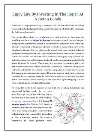 Enjoy Life By Investing In The Kopar At Newton Condo