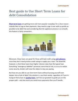 Best guide to Use Short Term Loans for debt Consolidation