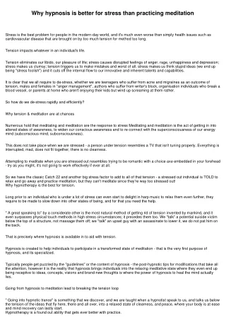 Why self-hypnosis is better for stress than meditating
