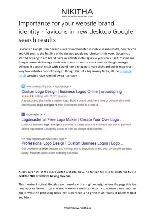 Importance for your website brand identity - favicons in new desktop Google search results