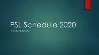 PSL Schedule 2020 - Complete Detail