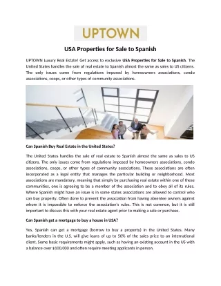 USA Properties for Sale to Spanish