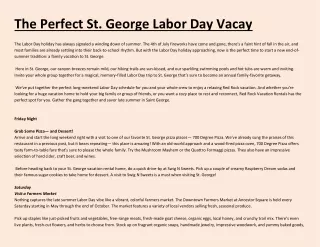 The Perfect St. George Labor Day Vacay