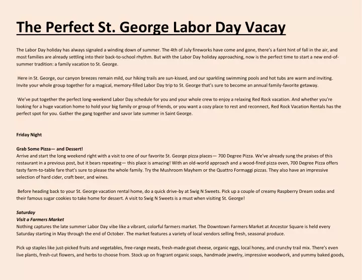 the perfect st george labor day vacay