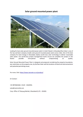 Solar Ground Mounted Power Plant