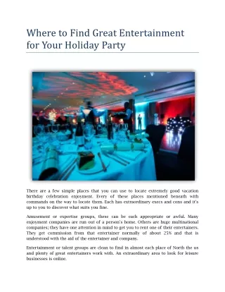 Where to Find Great Entertainment for Your Holiday Party