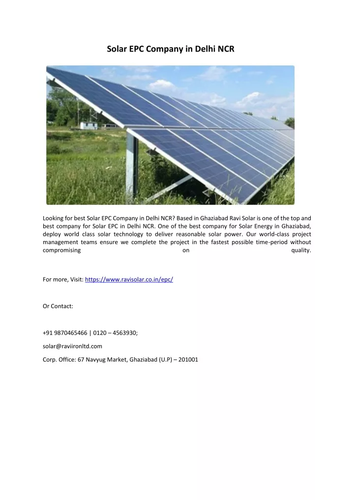 solar epc company in delhi ncr