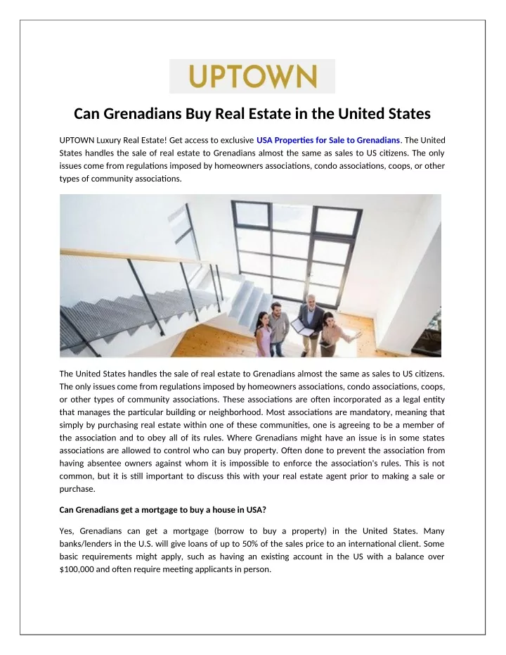 can grenadians buy real estate in the united