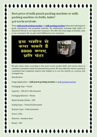 Best price of milk pouch packing machine or milk packing machine in Delhi, India?