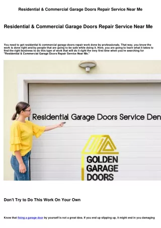 Residential & Commercial Garage Doors Repair Business Near Me