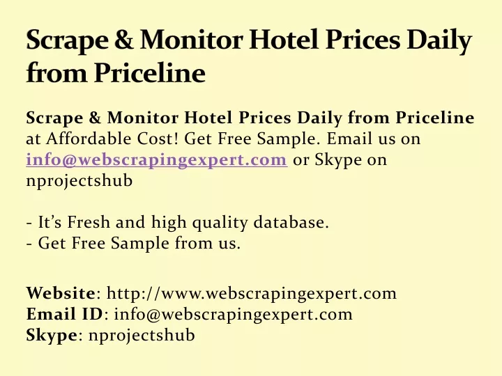 scrape monitor hotel prices daily from priceline