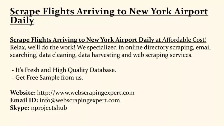 scrape flights arriving to new york airport daily