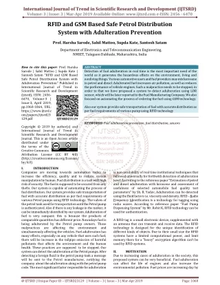 RFID and GSM Based Safe Petrol Distribution System with Adulteration Prevention