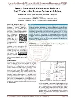 Process Parameter Optimization for Resistance Spot Welding using Response Surface Methdology