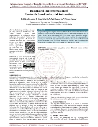 Design and Implementation of Bluetooth Based Industrial Automation