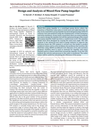 Design and Analysis of Mixed Flow Pump Impeller