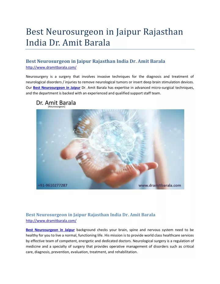 best neurosurgeon in jaipur rajasthan india