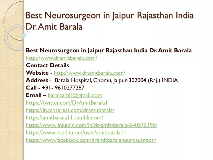 best neurosurgeon in jaipur rajasthan india dr amit barala