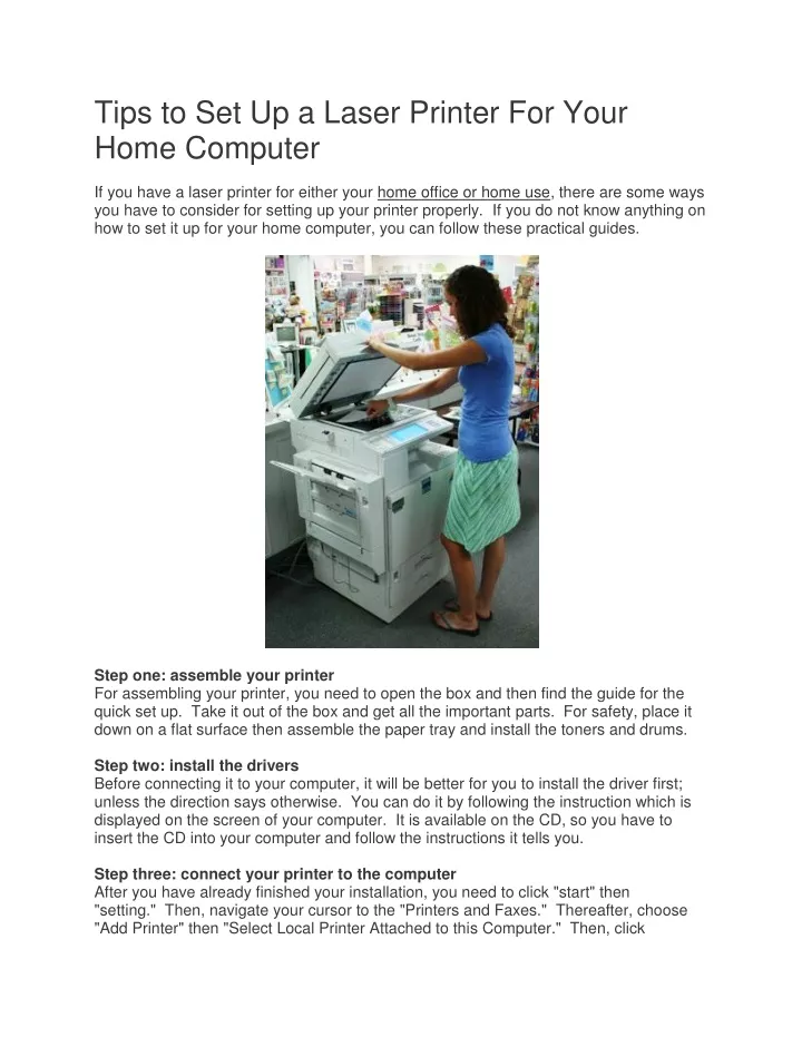 tips to set up a laser printer for your home