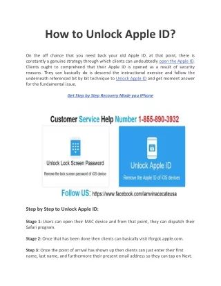 How to Unlocked you Apple ID - Call Now 1-855-890-3932