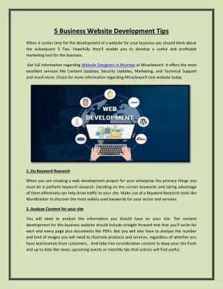 5 Business Website Development Tips