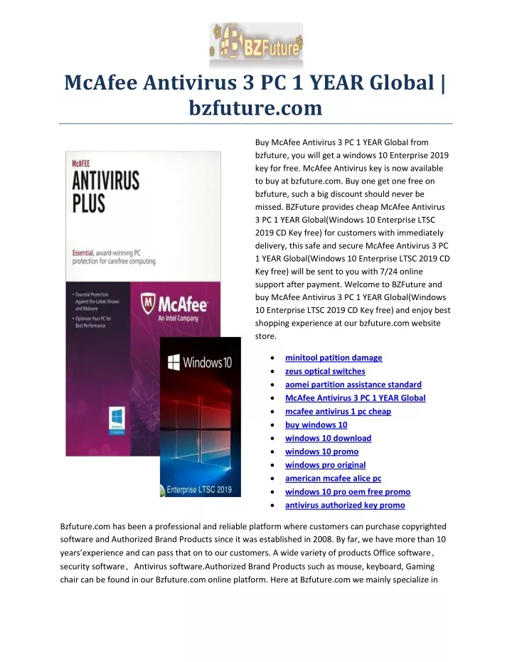 mcafee antivirus 3 pc 1 year global bzfuture com