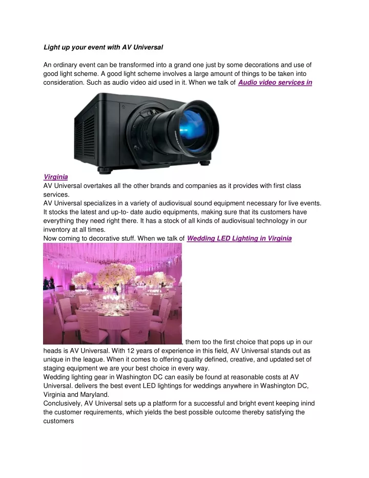 light up your event with av universal an ordinary