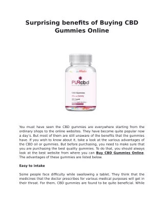 Surprising Benefits of Buying CBD Gummies Online