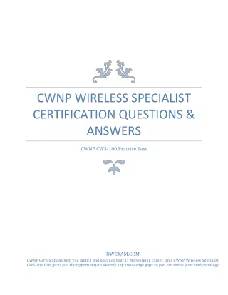 CWNP CWS-100 Wireless Specialist Certification Questions & Answers