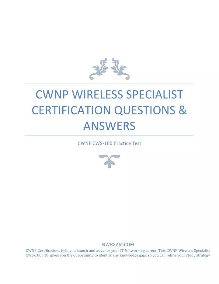 cwnp wireless specialist certification questions
