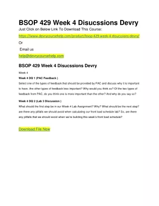 BSOP 429 Week 4 Disucssions Devry