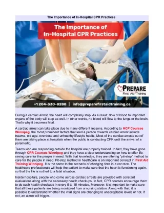 The Importance of In-Hospital CPR Practices