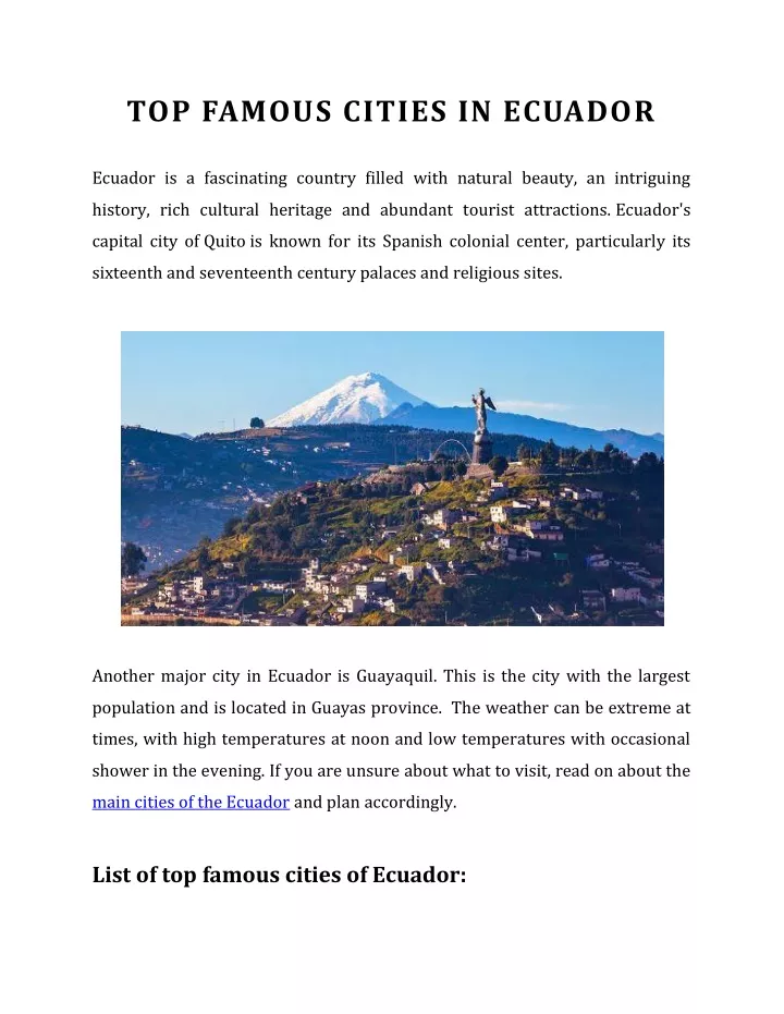 top famous cities in ecuador