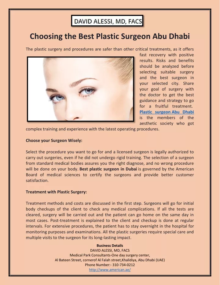 choosing the best plastic surgeon abu dhabi