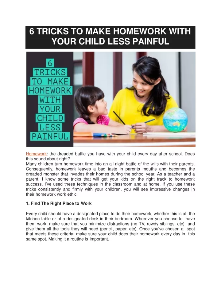 6 tricks to make homework with your child less painful