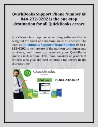 QuickBooks Support Phone Number @ 844-232-0202