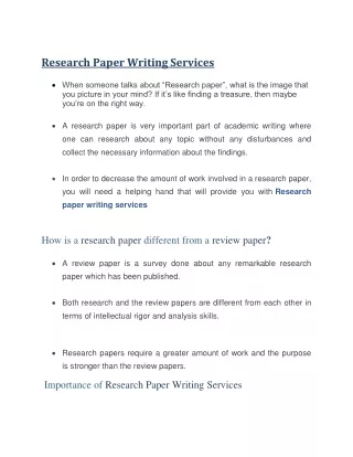 Research paper Writing Services