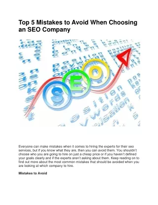 Top 5 Mistakes to Avoid When Choosing an SEO Company