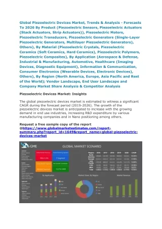 Global Piezoelectric Devices Market, Trends & Analysis - Forecasts To 2026