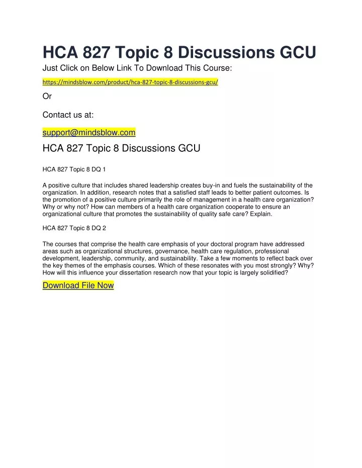 hca 827 topic 8 discussions gcu just click