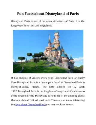 Fun Facts about Disneyland of Paris