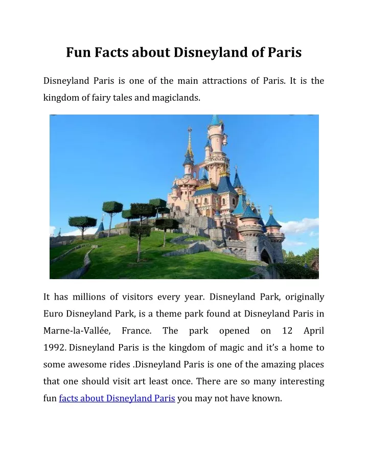fun facts about disneyland of paris